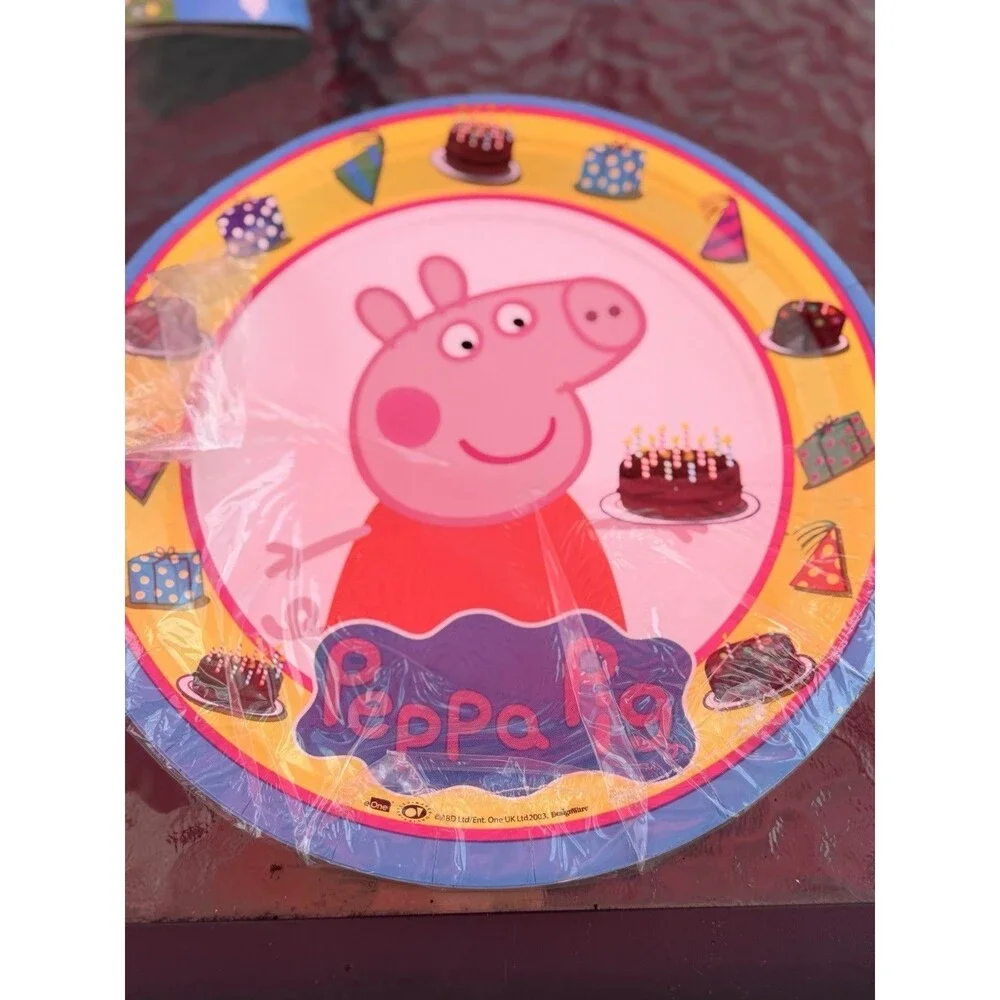 Vintage 2003 Peppa Pig Birthday Lot Cake Topper Plates & Napkins READ